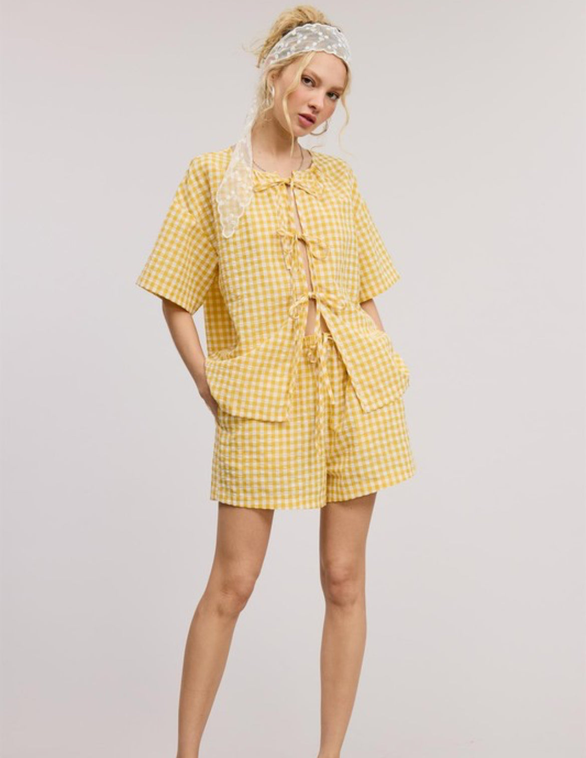 Ribbon Top and Short Set in Yellow