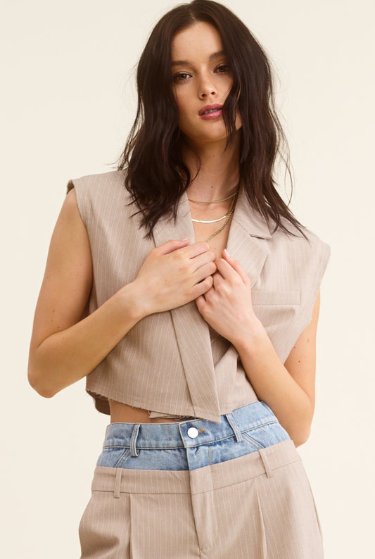 Crop Top Vest and Pants Set