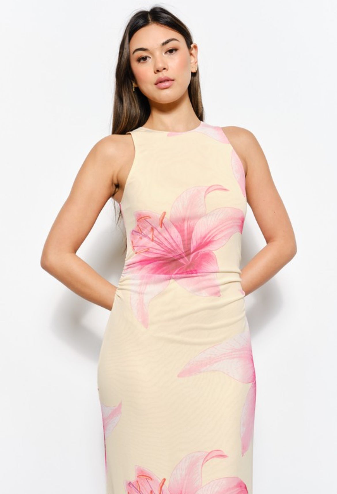 Pink Flower Mesh Dress