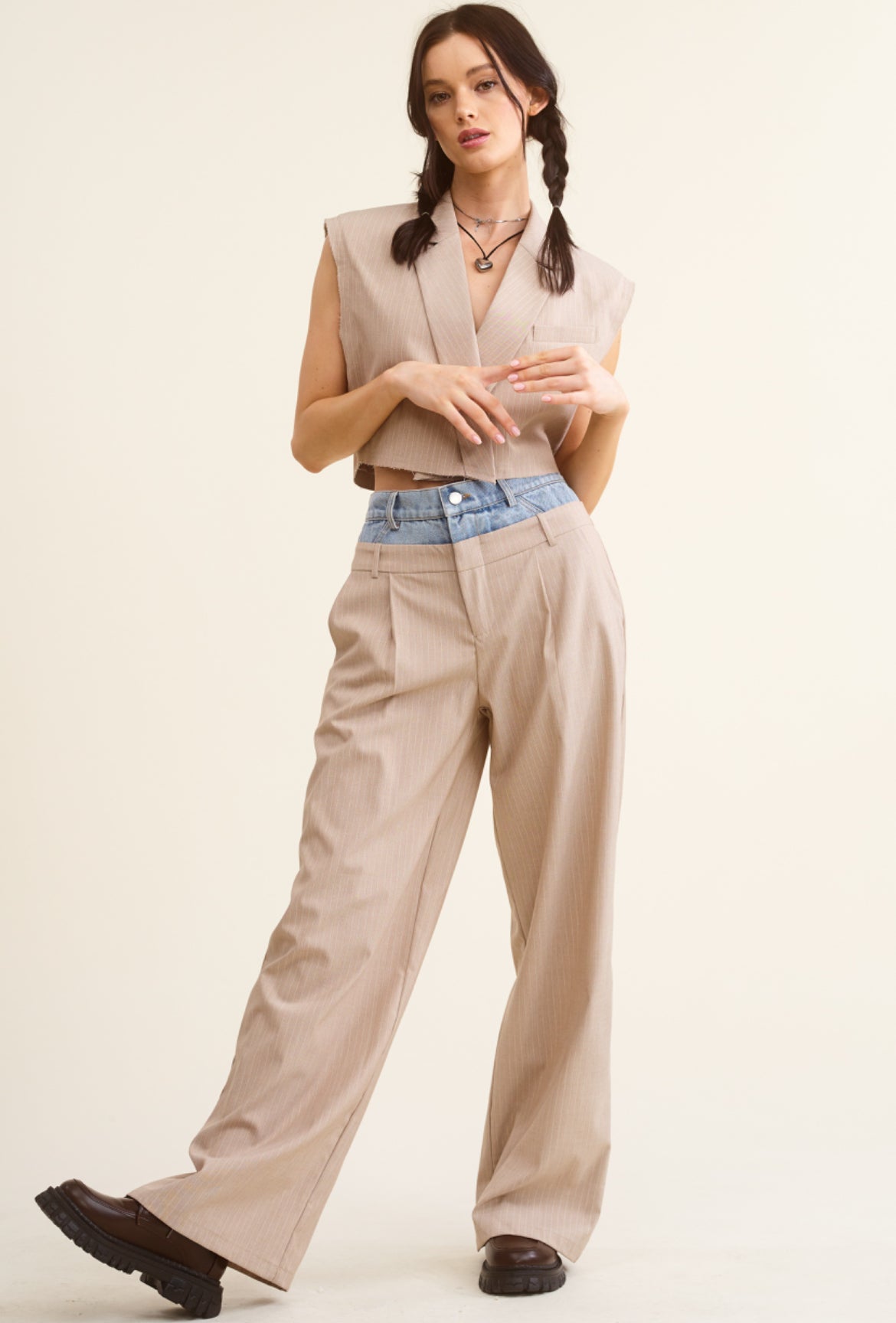 Crop Top Vest and Pants Set