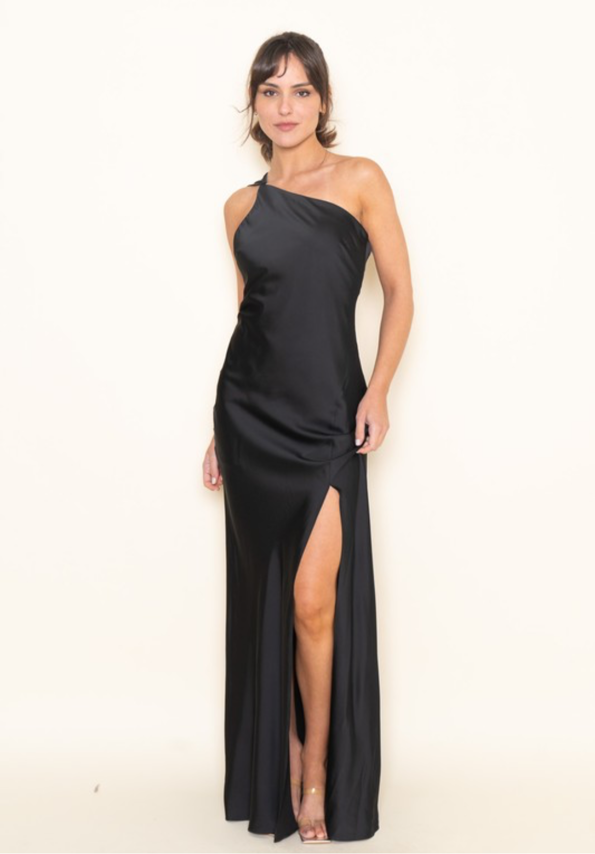 Asymmetric Scarf Dress in Black
