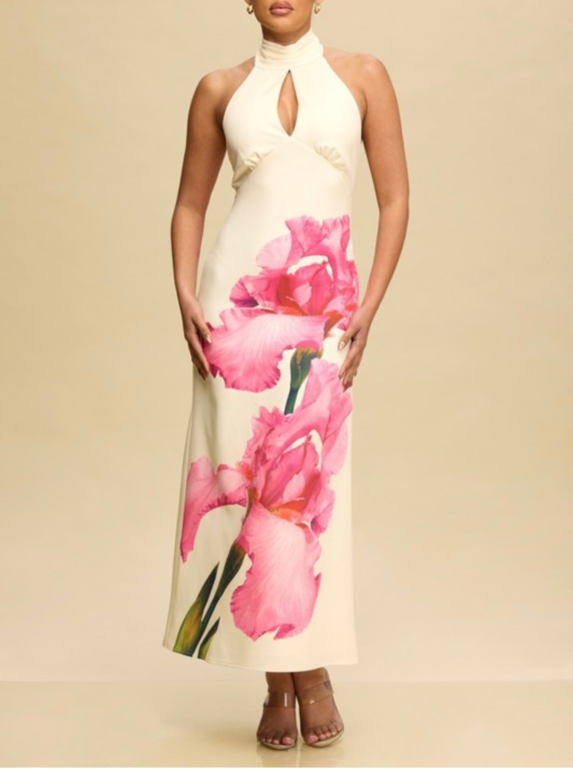 Pink Flower Halter Dress