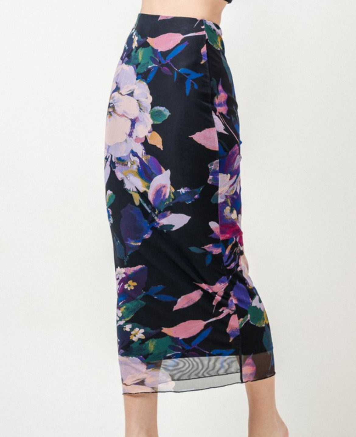 See Through Flower Top and Long Skirt Set