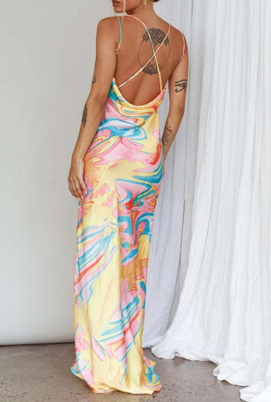 Multicolor Satin Dress