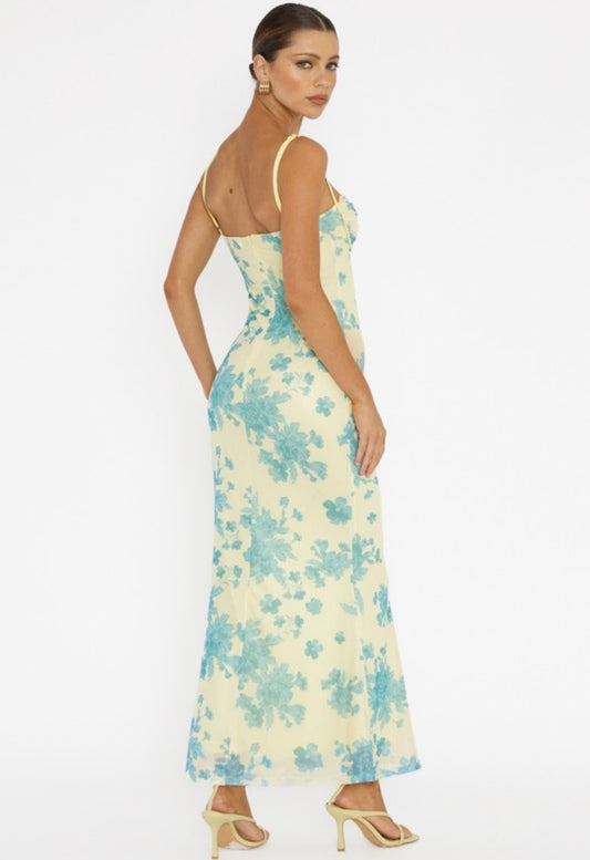 Yellow and Blue Mesh Dress