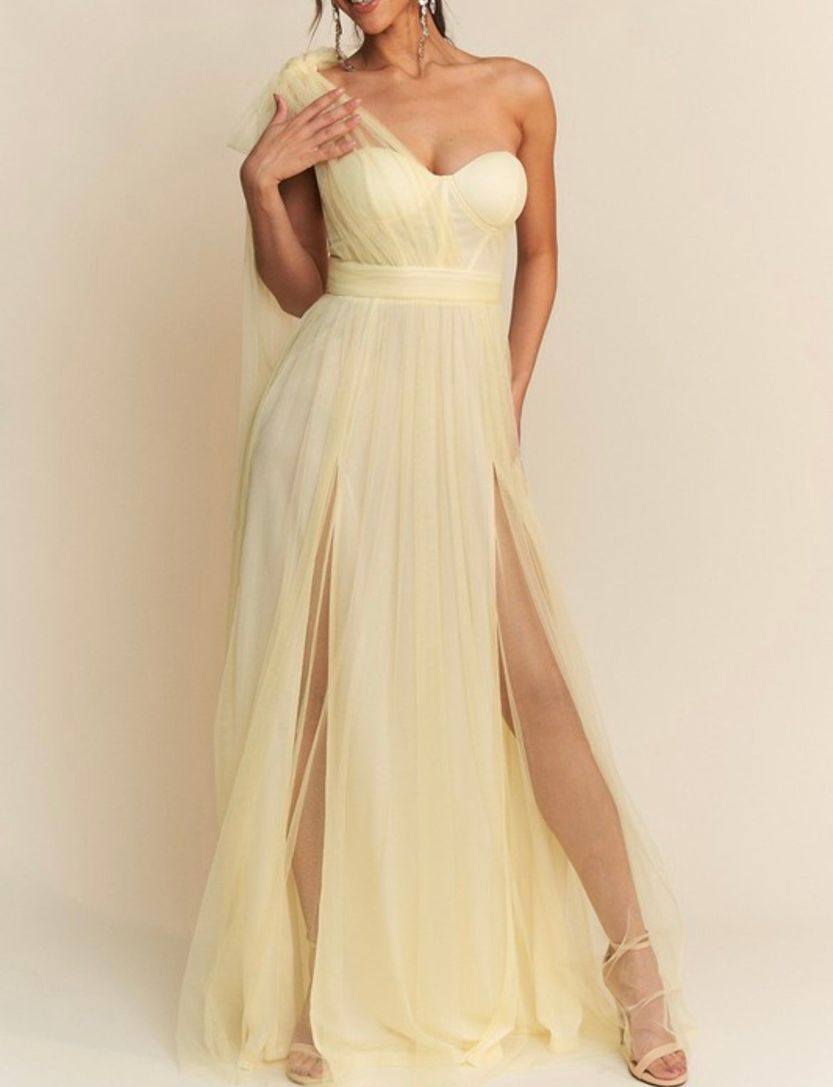 Tulle Skirt Dress in Butter Yellow