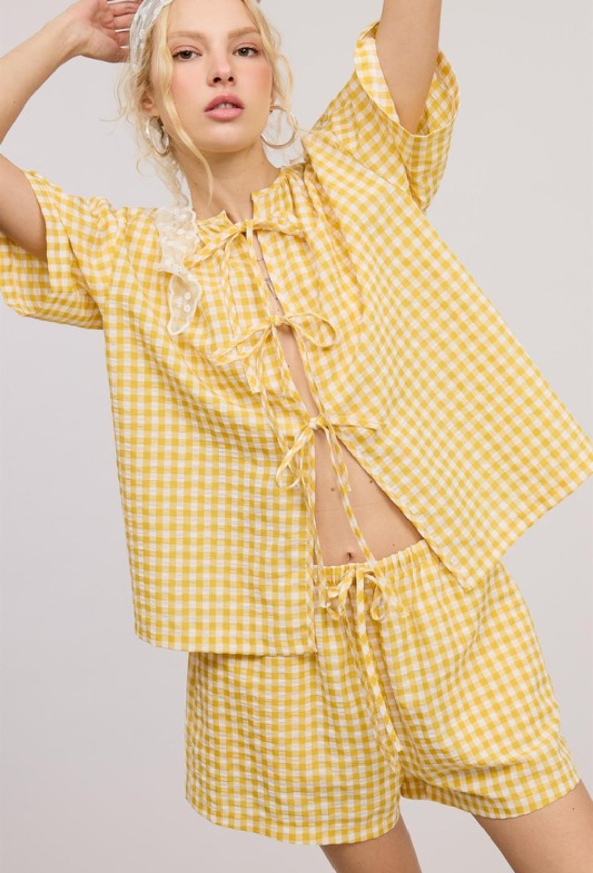 Ribbon Top and Short Set in Yellow