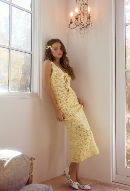 Knit Spring dress in Butter Yellow