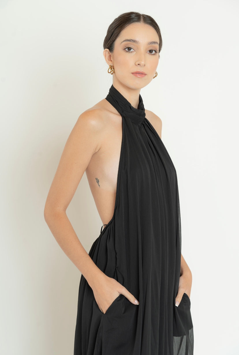 Backless Jumpsuit in Black