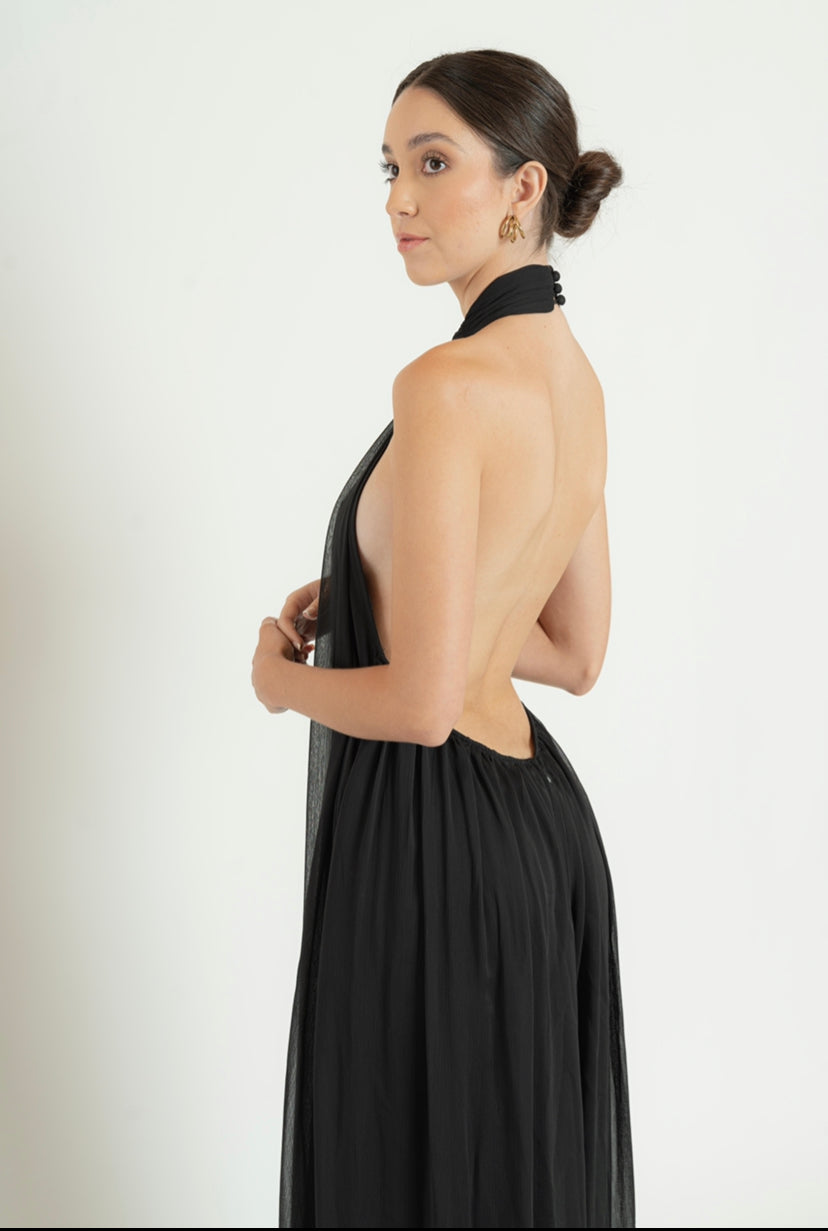 Backless Jumpsuit in Black