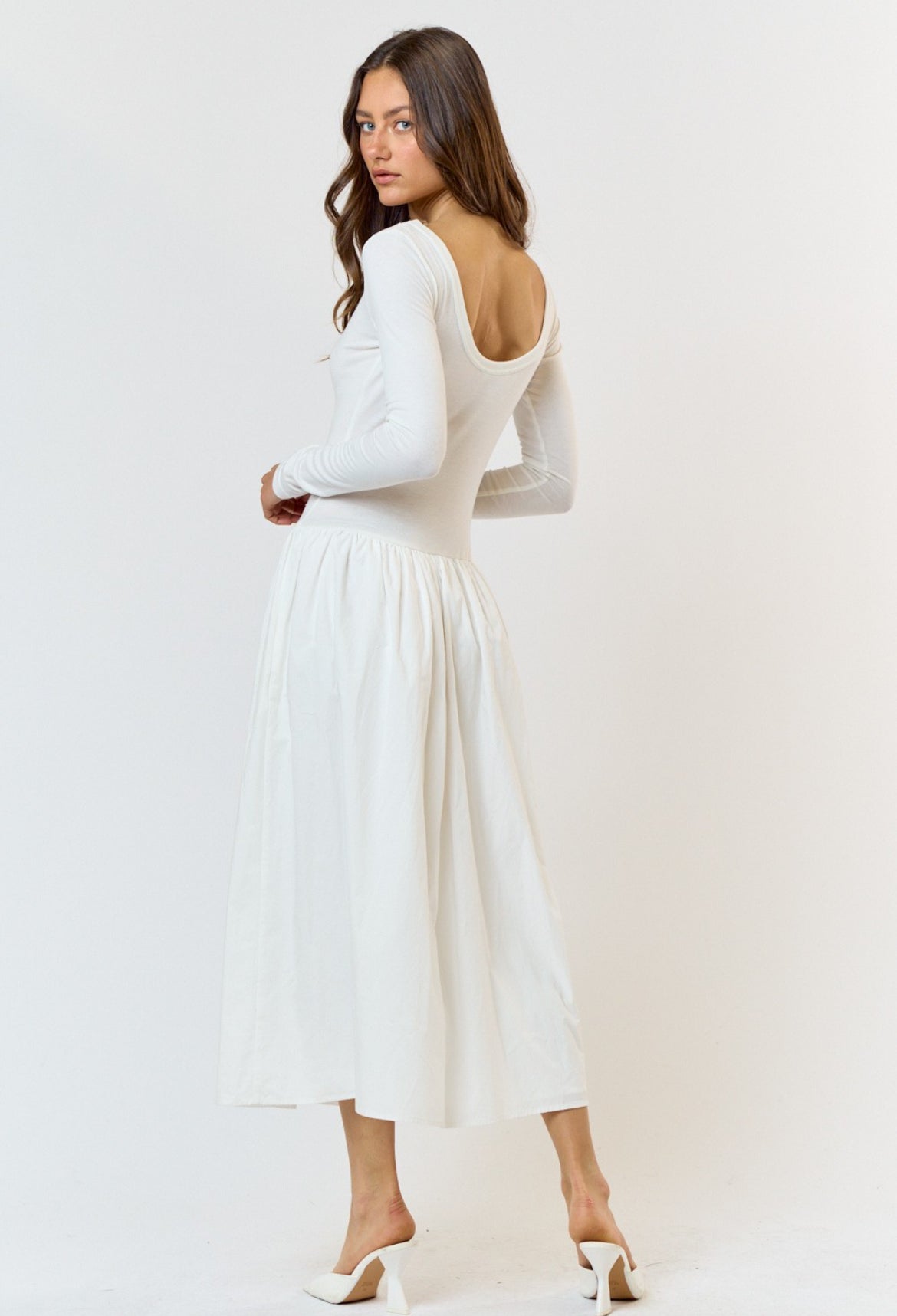 White Long Sleeve Maxi Dress