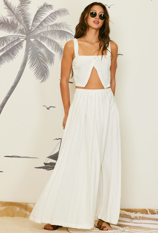 Open Top and Maxi Skirt Set in White