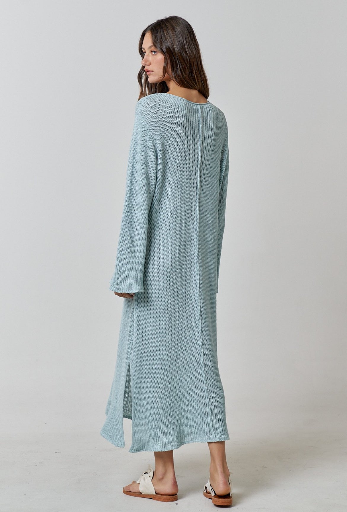 Flowy Knit Dress in Light Blue