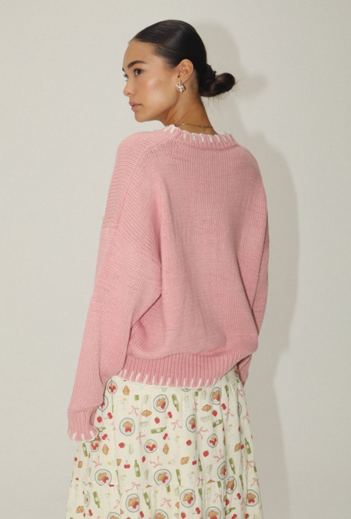 Ribbon Sweater in Pink