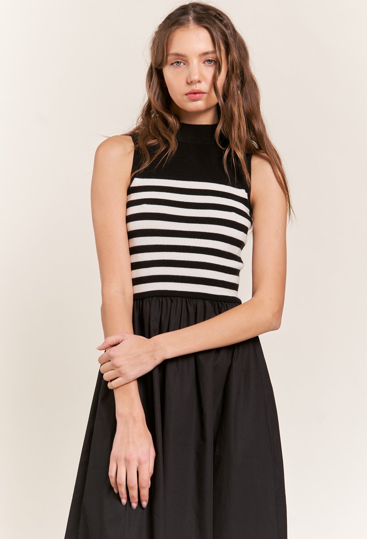 Striped Knit Dress in Black