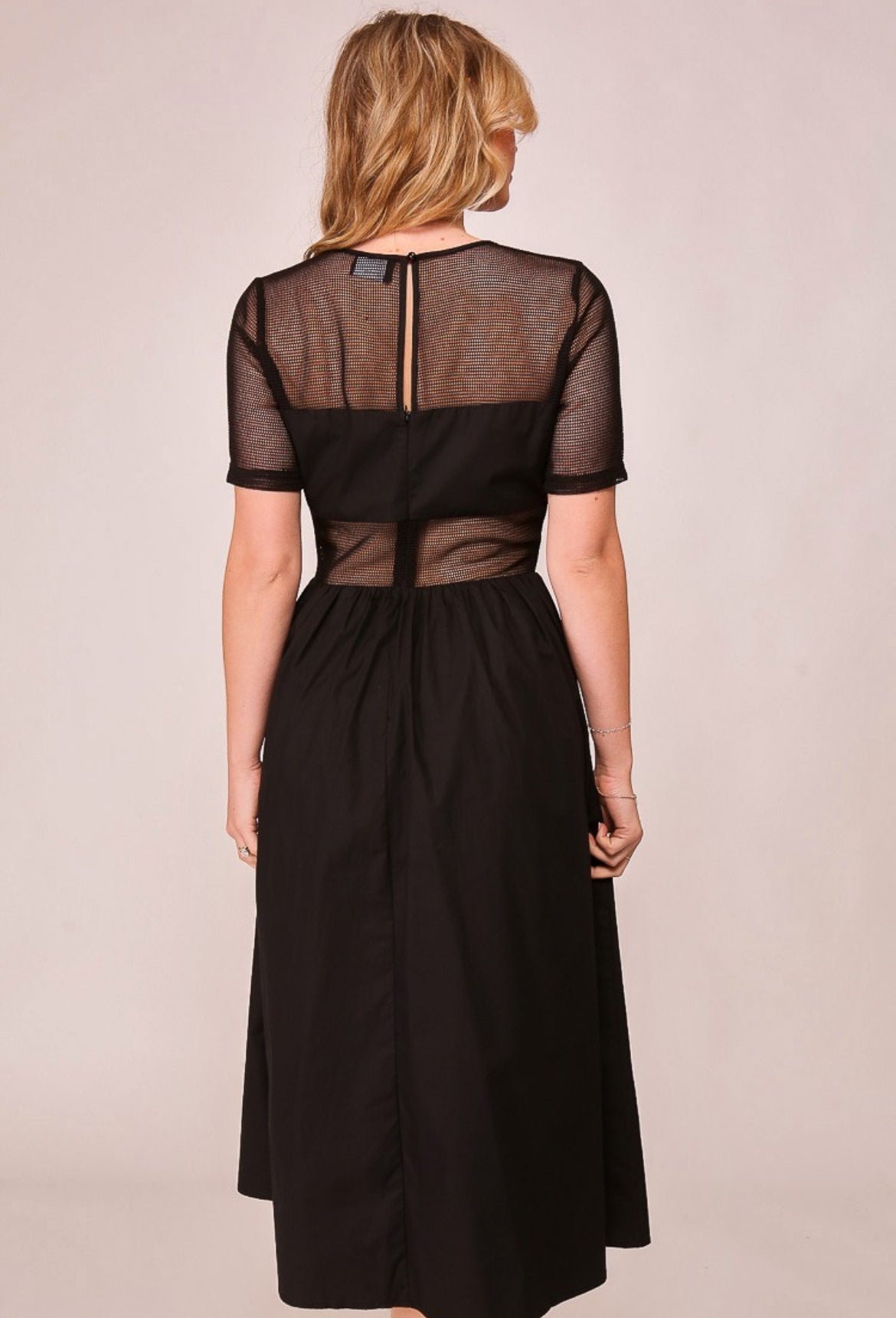 See Through Midi Black Dress