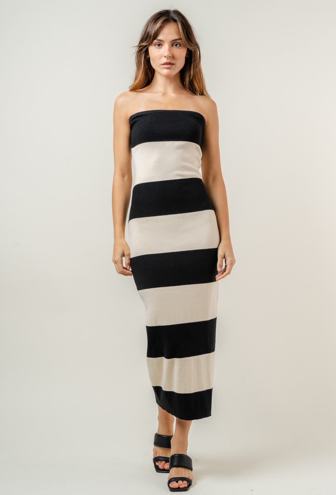 Striped Strapless Dress