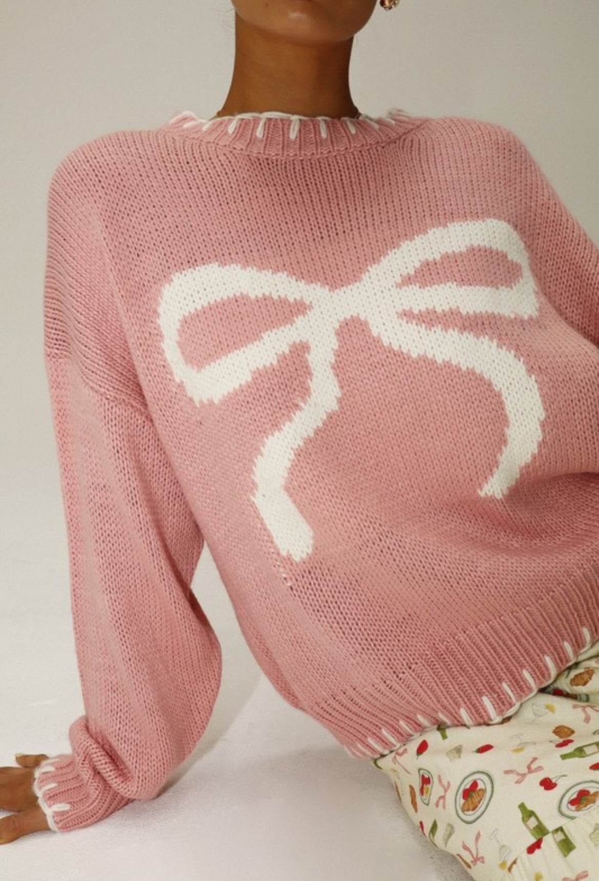 Ribbon Sweater in Pink