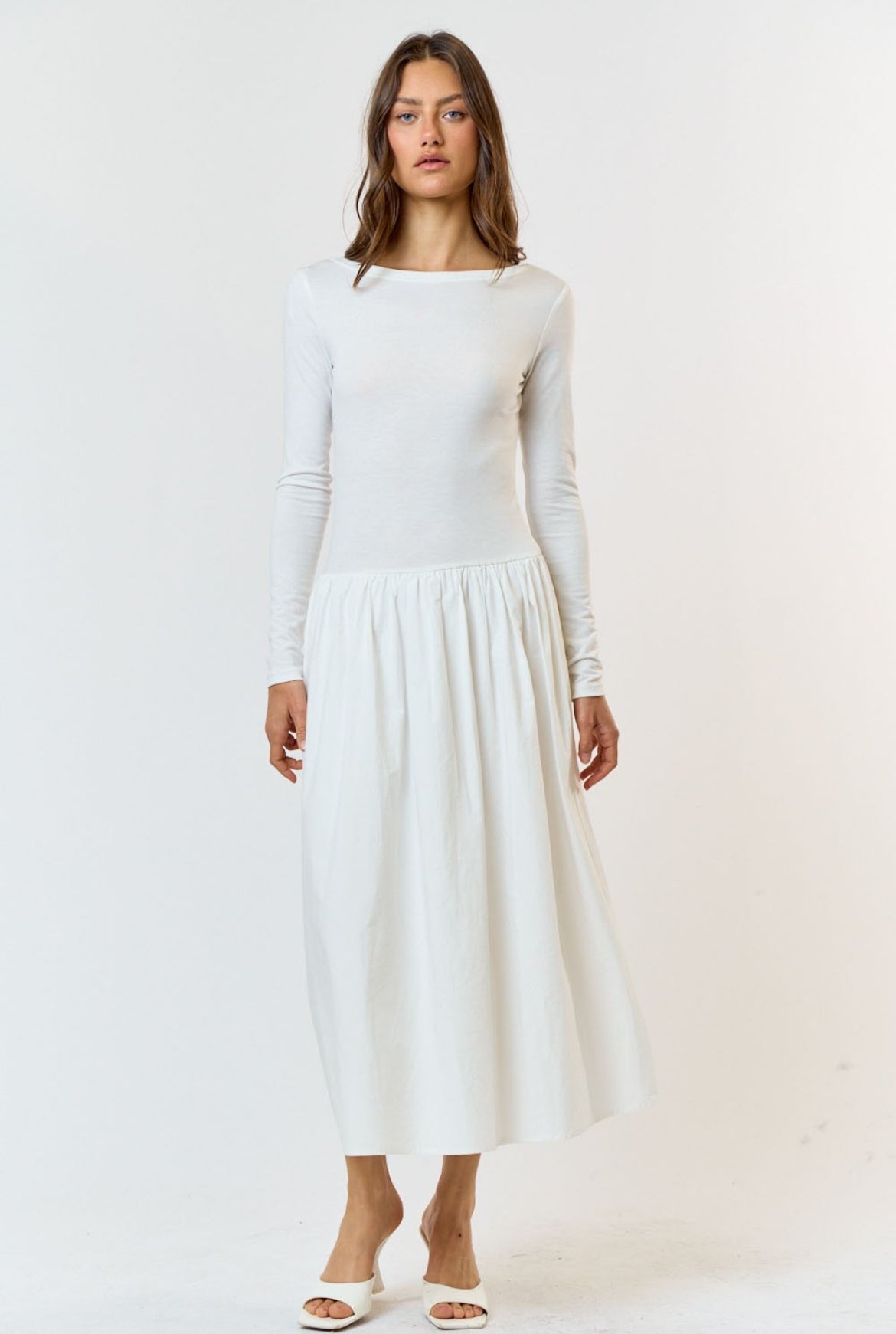 White Long Sleeve Maxi Dress