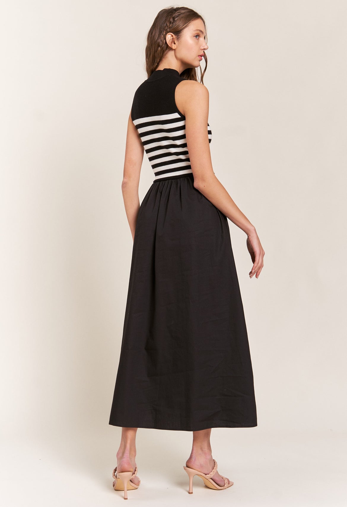 Striped Knit Dress in Black