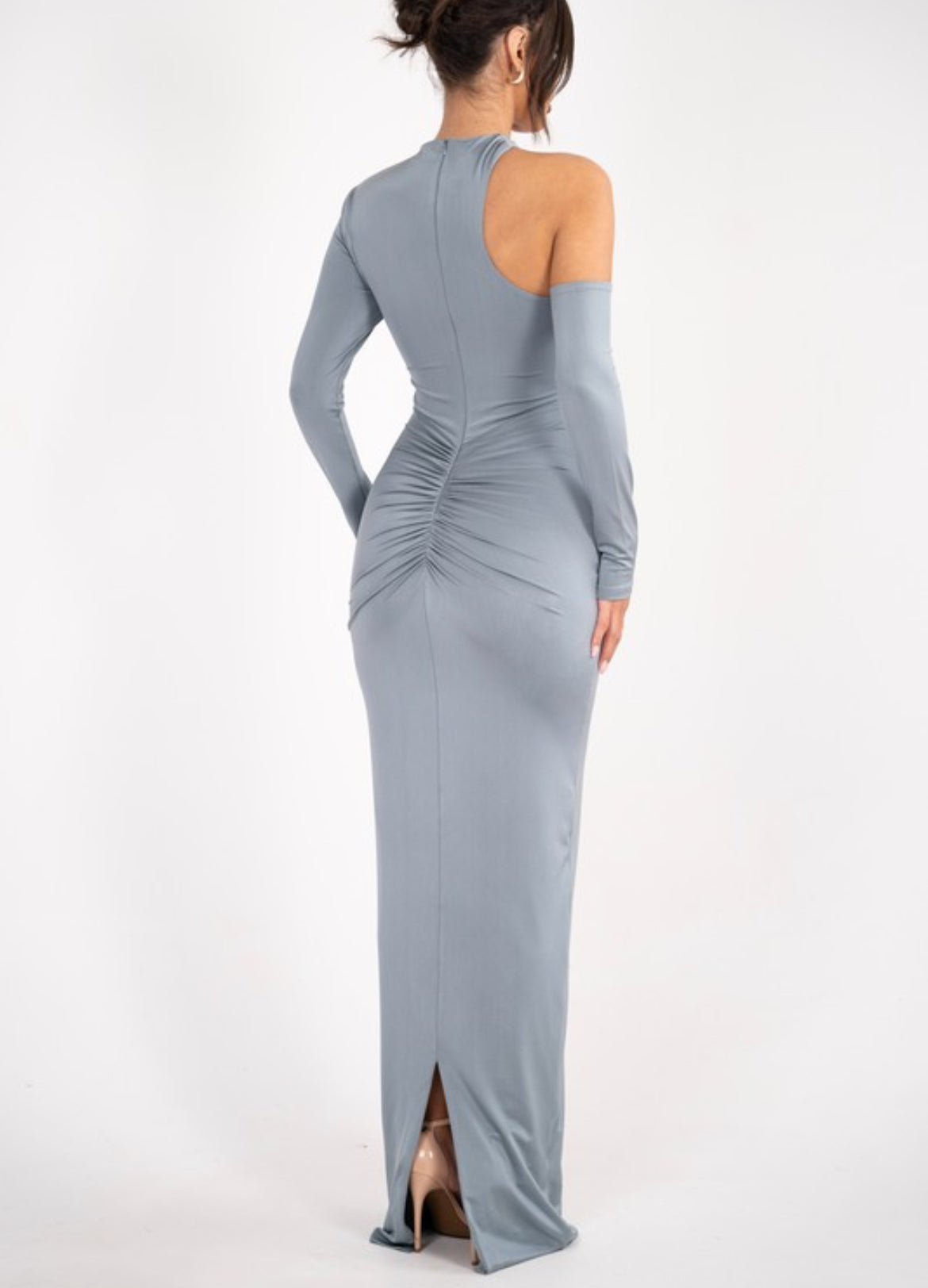 One Shoulder Long Dress in Grey