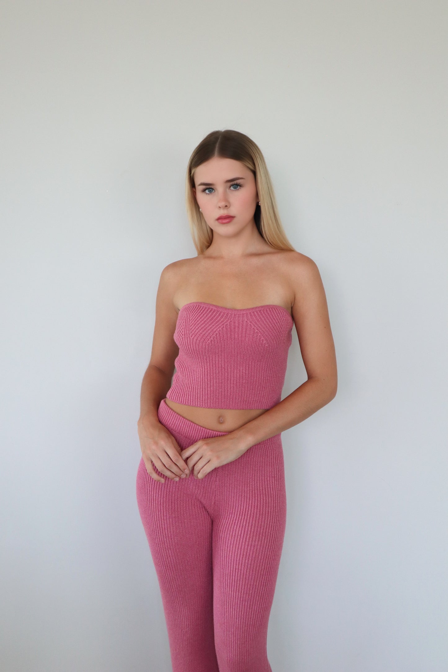 Knit Top and Pants Set in Pink