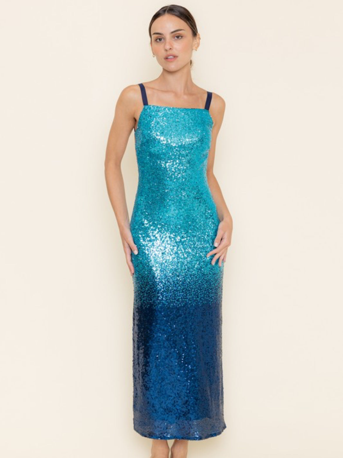 Ombre Sequin Dress in Blue