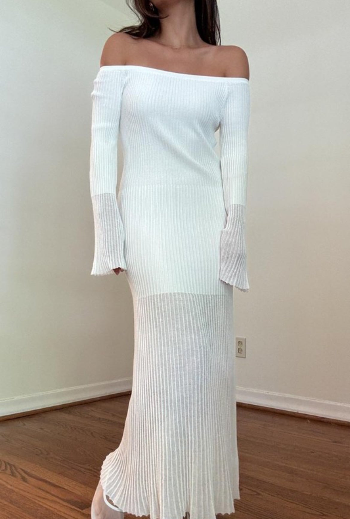 Strapless Knit Dress in White