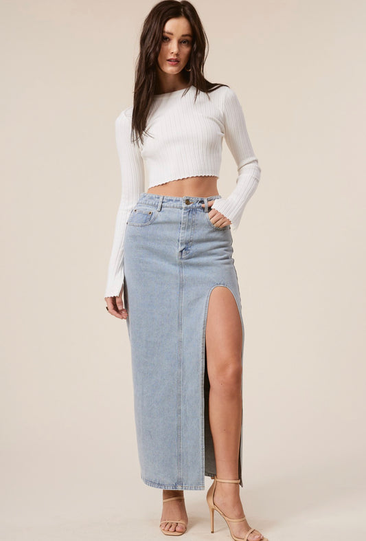 Open Side Denim Skirt