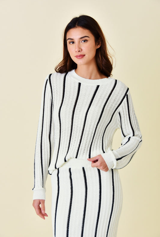 Striped Knit Set Top and Skirt