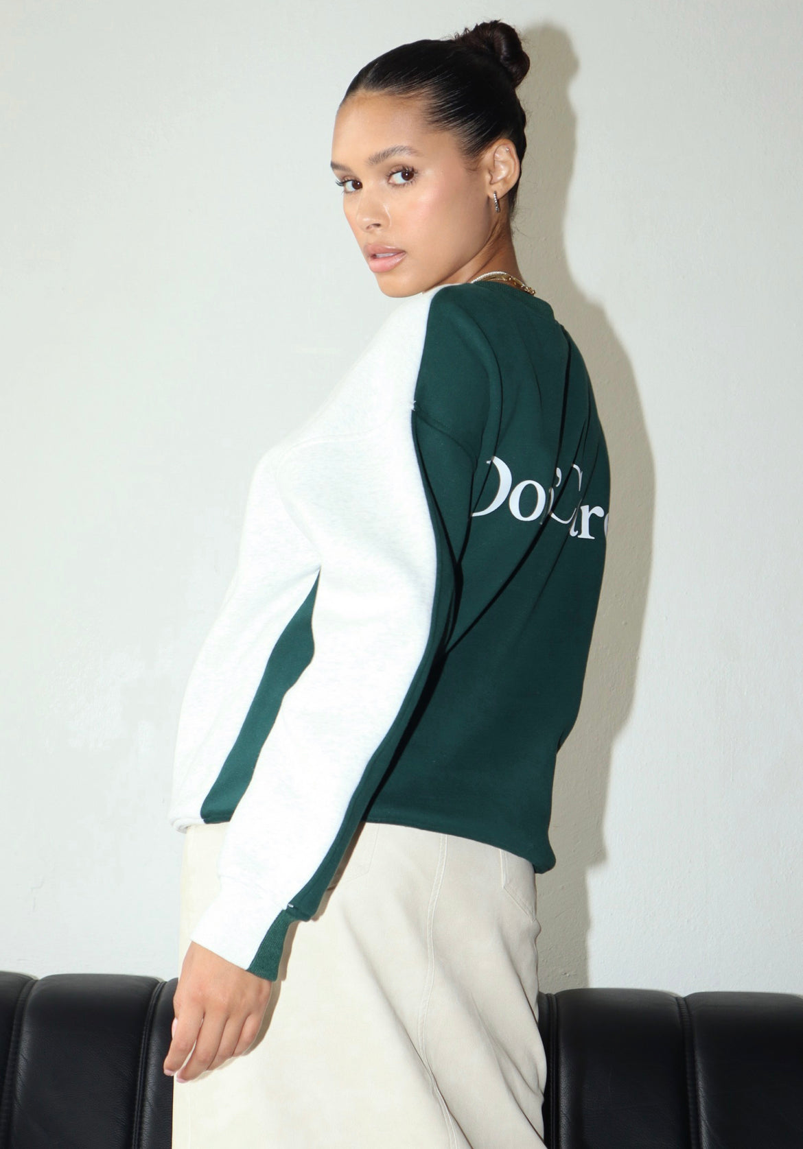 Oversized Pullover in Green/Gray