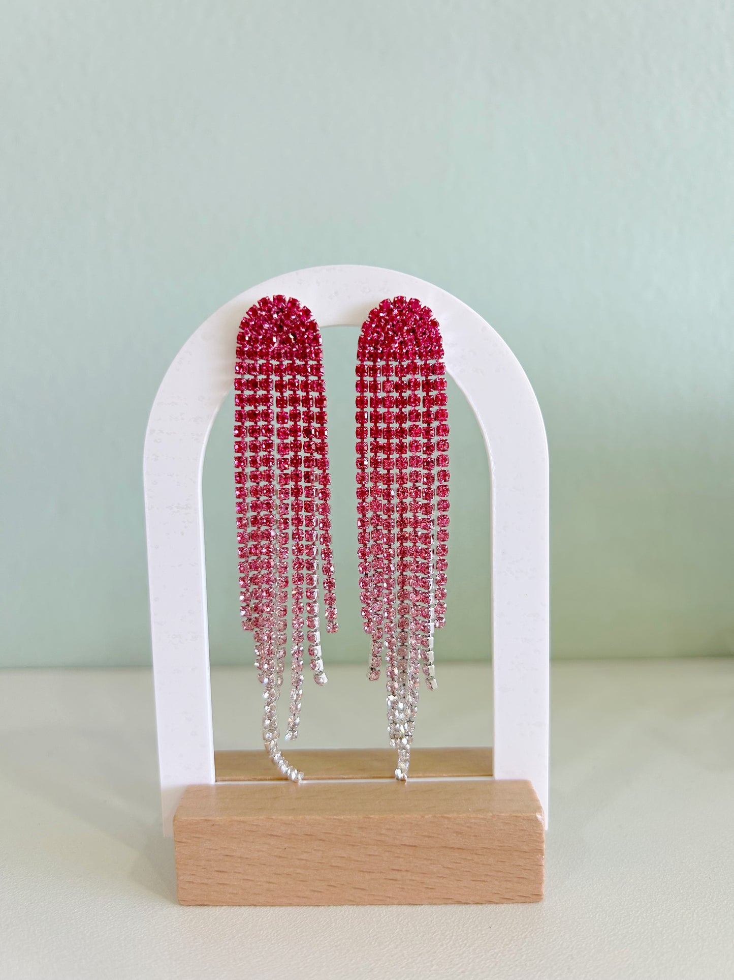 Rhinestone Earrings in Pink