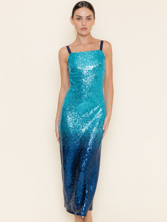 Ombre Sequin Dress in Blue