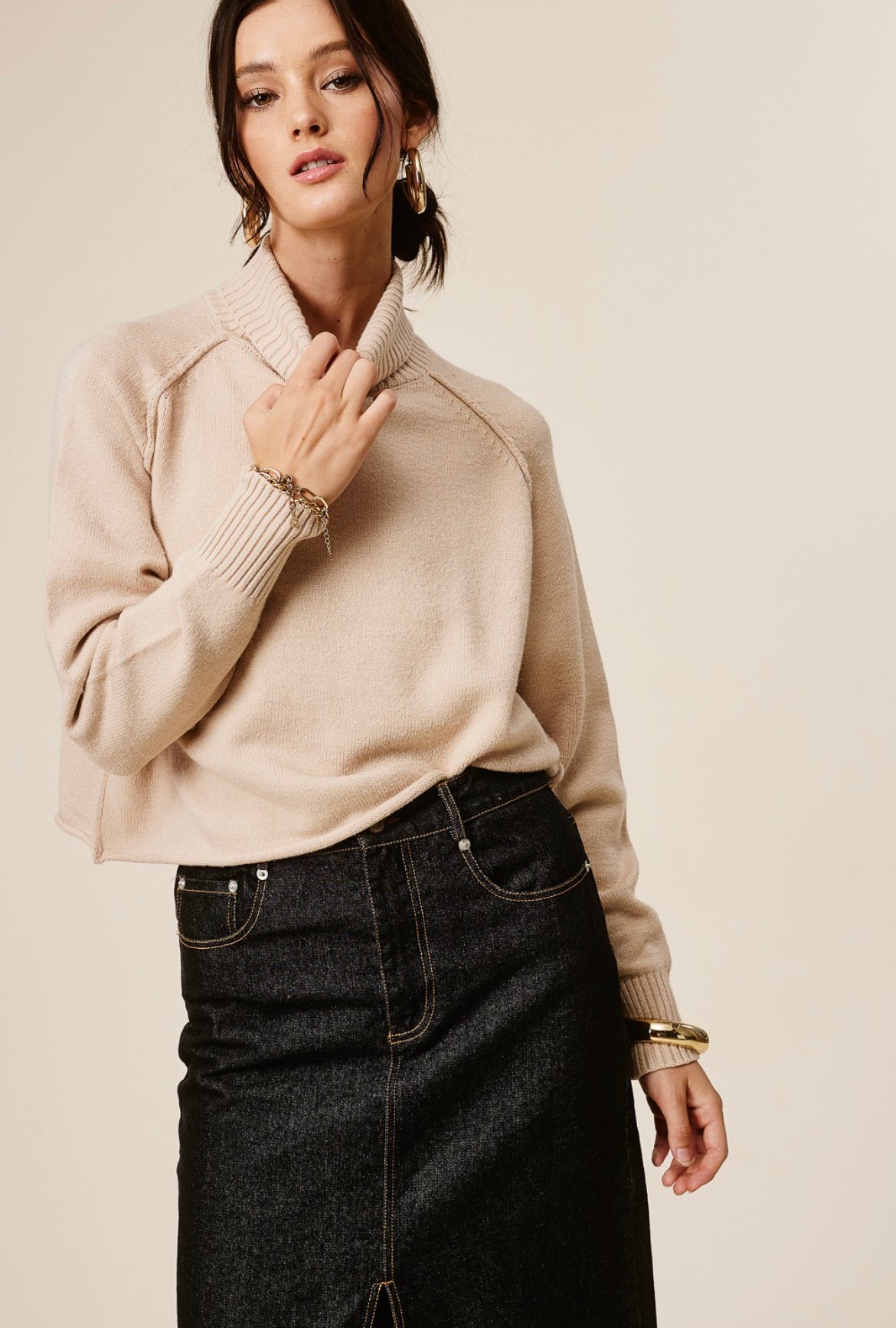 Turtleneck Sweater in Nude