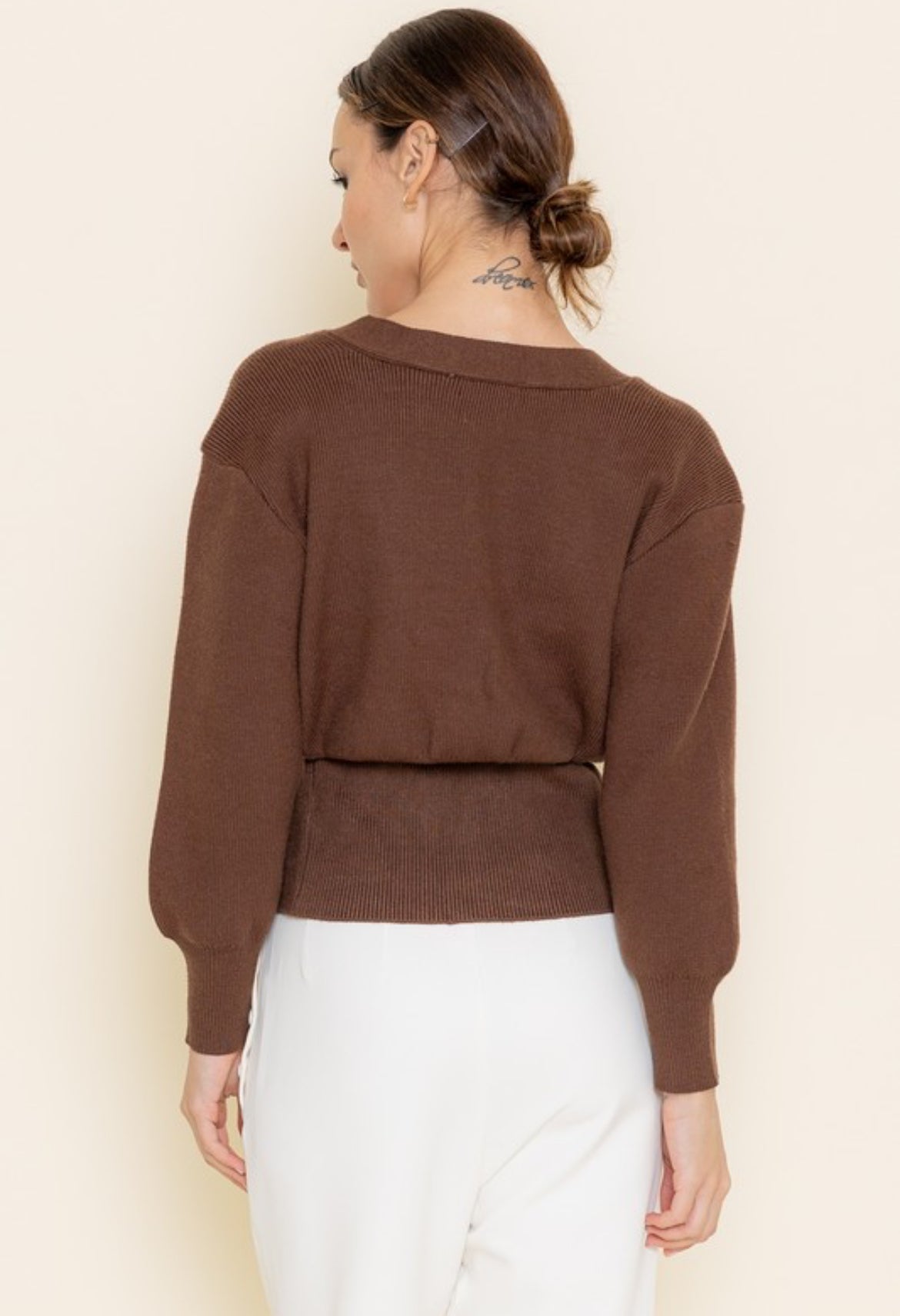 Gold Button Sweater in Brown