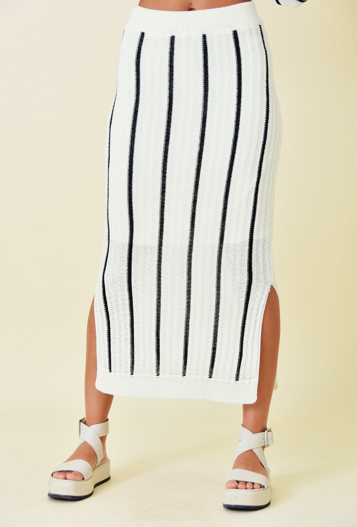 Striped Knit Set Top and Skirt