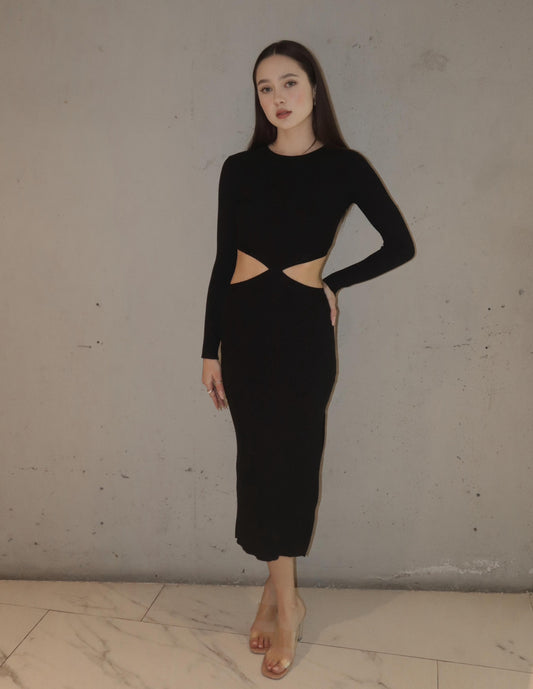 Knit Cut Out Dress in Black