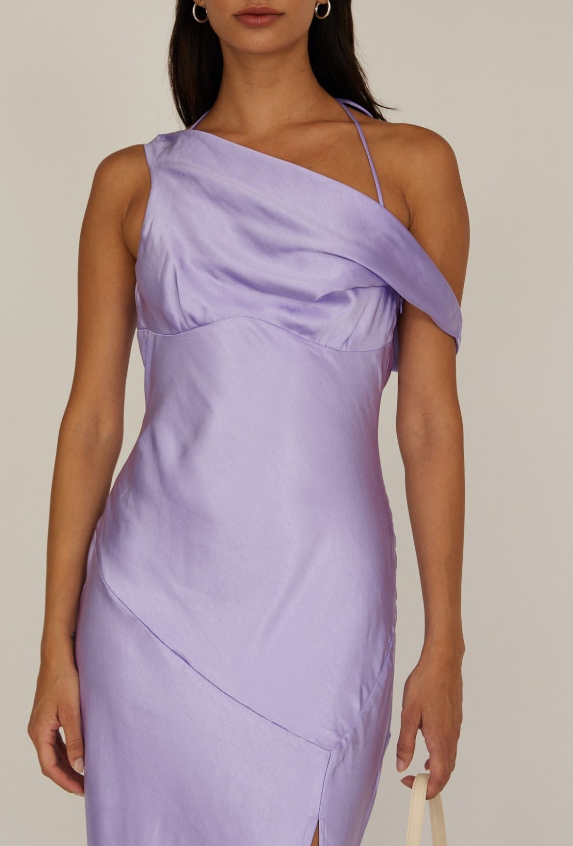 Off Shoulder Midi Dress in Lilac