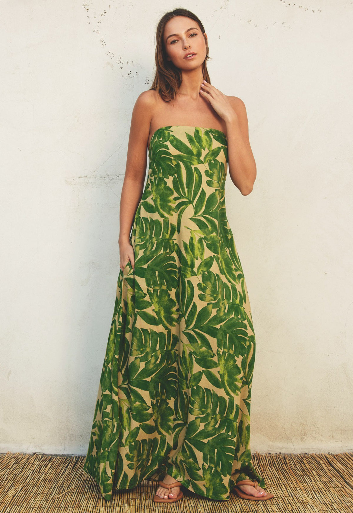 Strapless Maxi Dress Summer Print