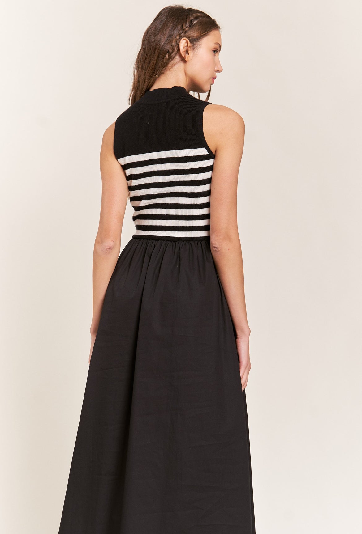 Striped Knit Dress in Black