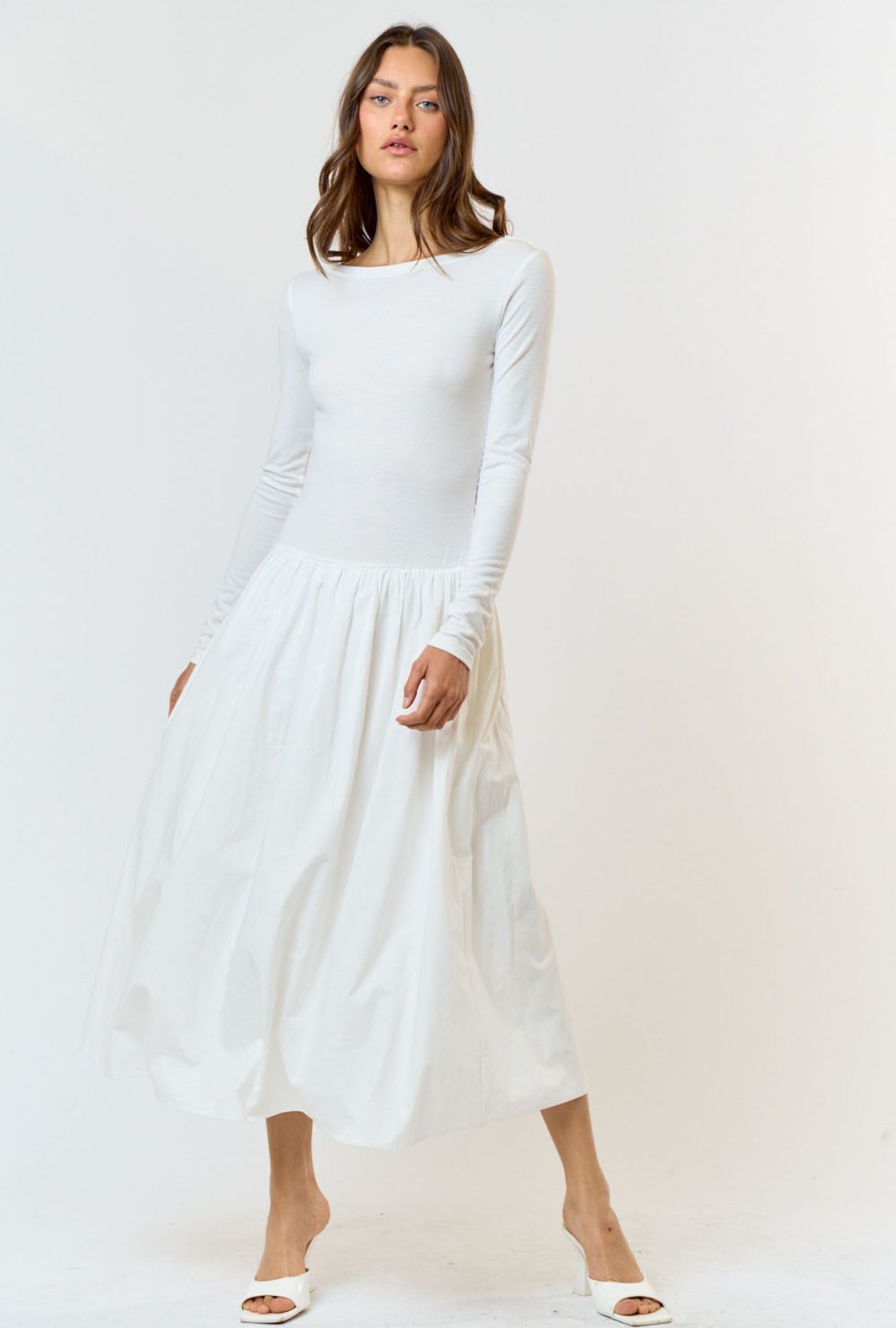 White Long Sleeve Maxi Dress