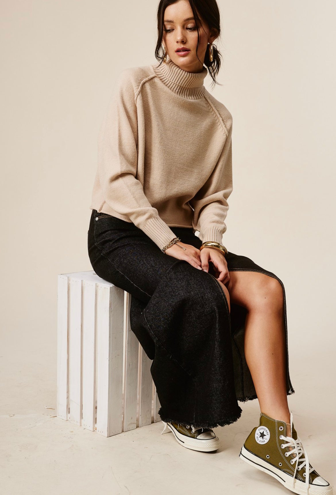 Turtleneck Sweater in Nude