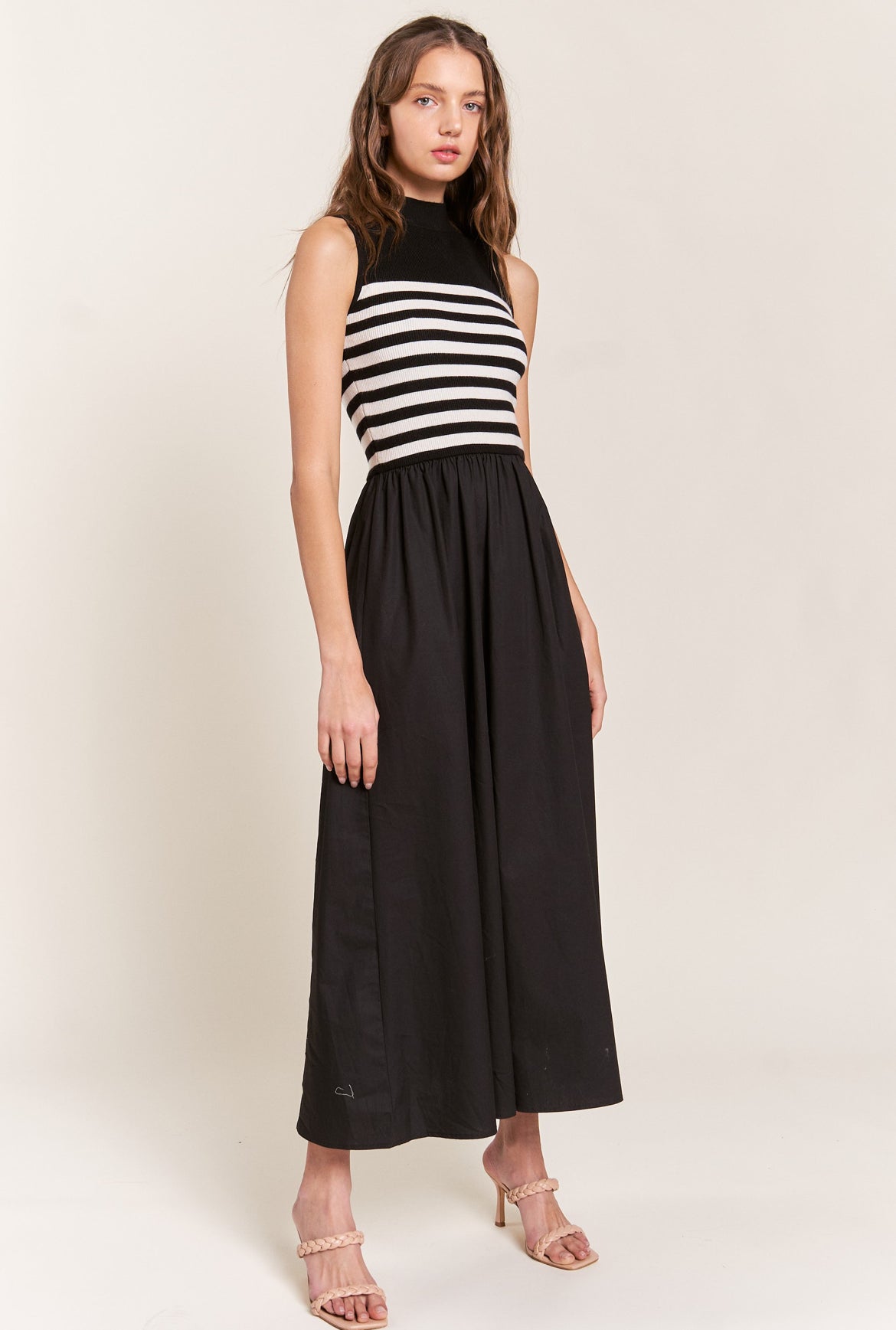 Striped Knit Dress in Black