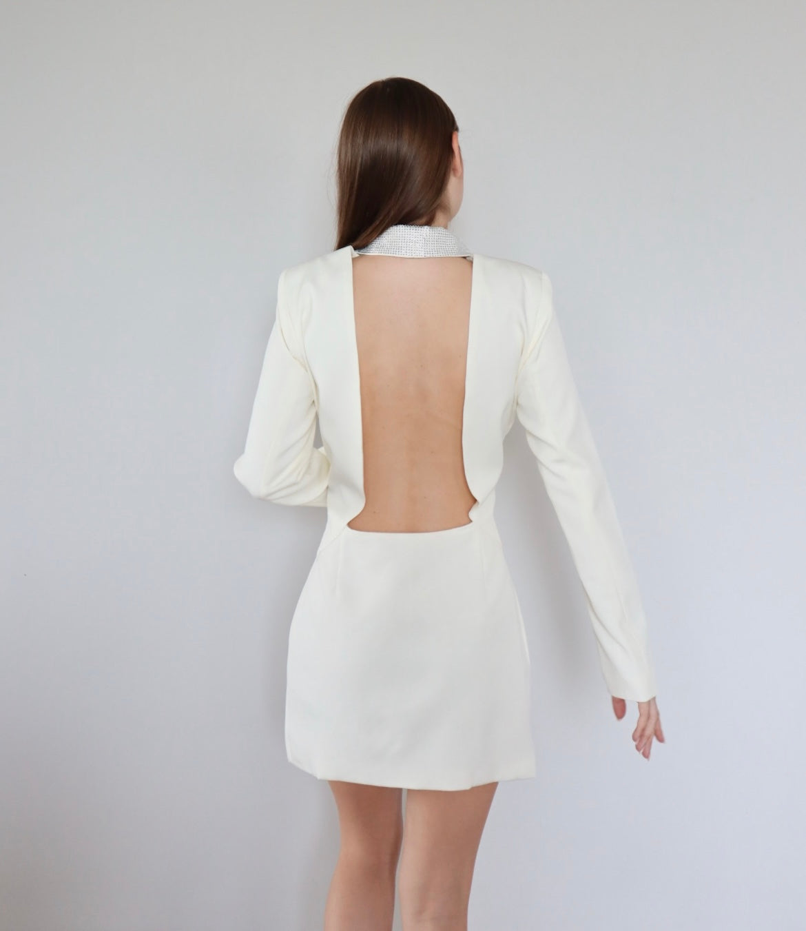 Backless Sequin Blazer in White