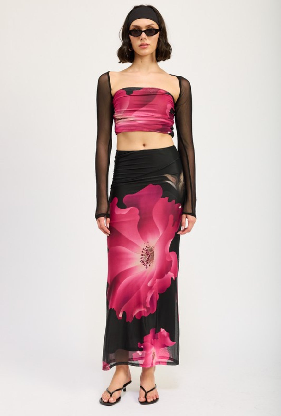 Flower Top and Long Skirt Set