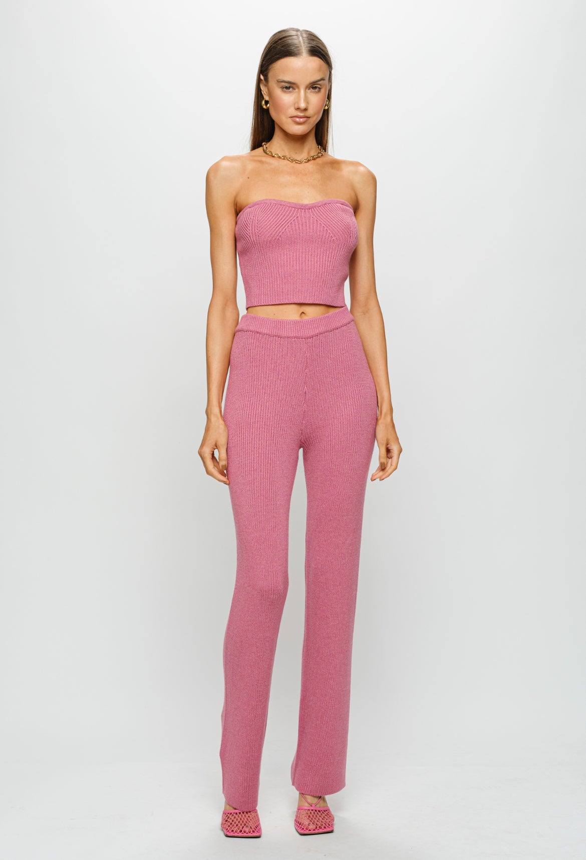 Knit Top and Pants Set in Pink