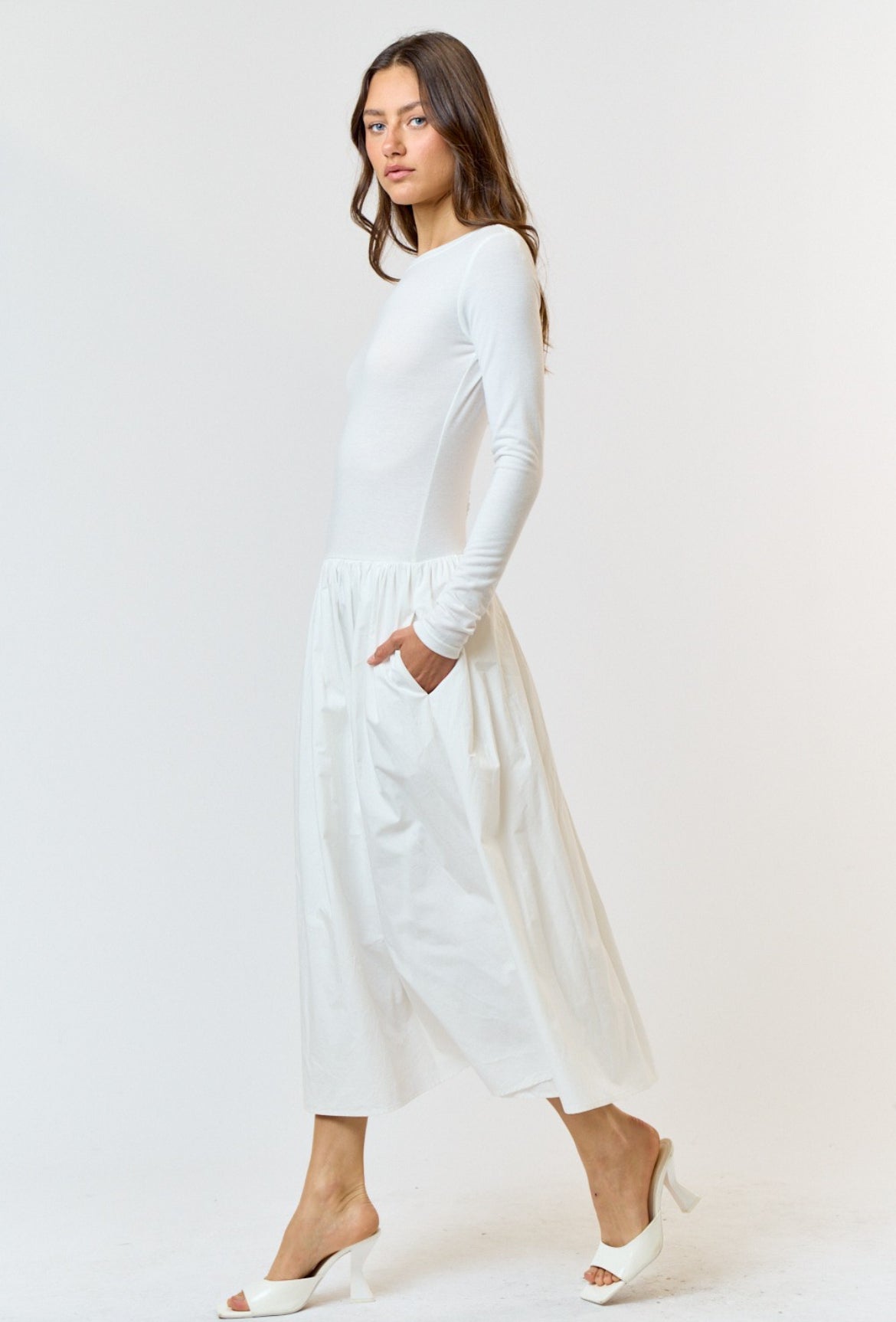 White Long Sleeve Maxi Dress