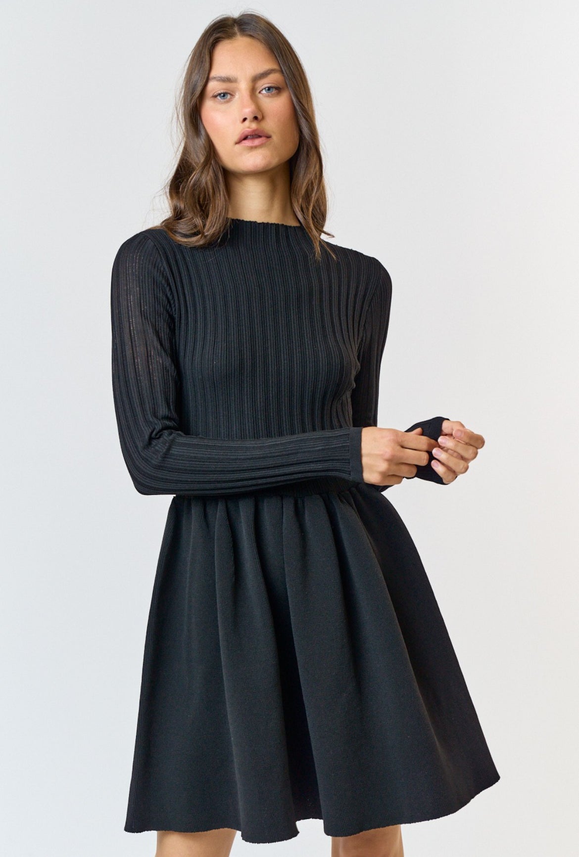 Sweater Mini Dress in Black