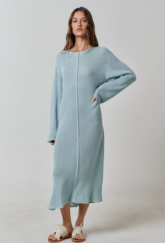 Flowy Knit Dress in Light Blue