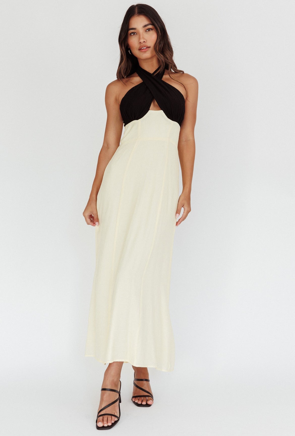 Two tone Halterneck Maxi Dress